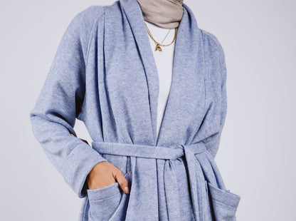 Woolen waterfall cardigan - babyblue