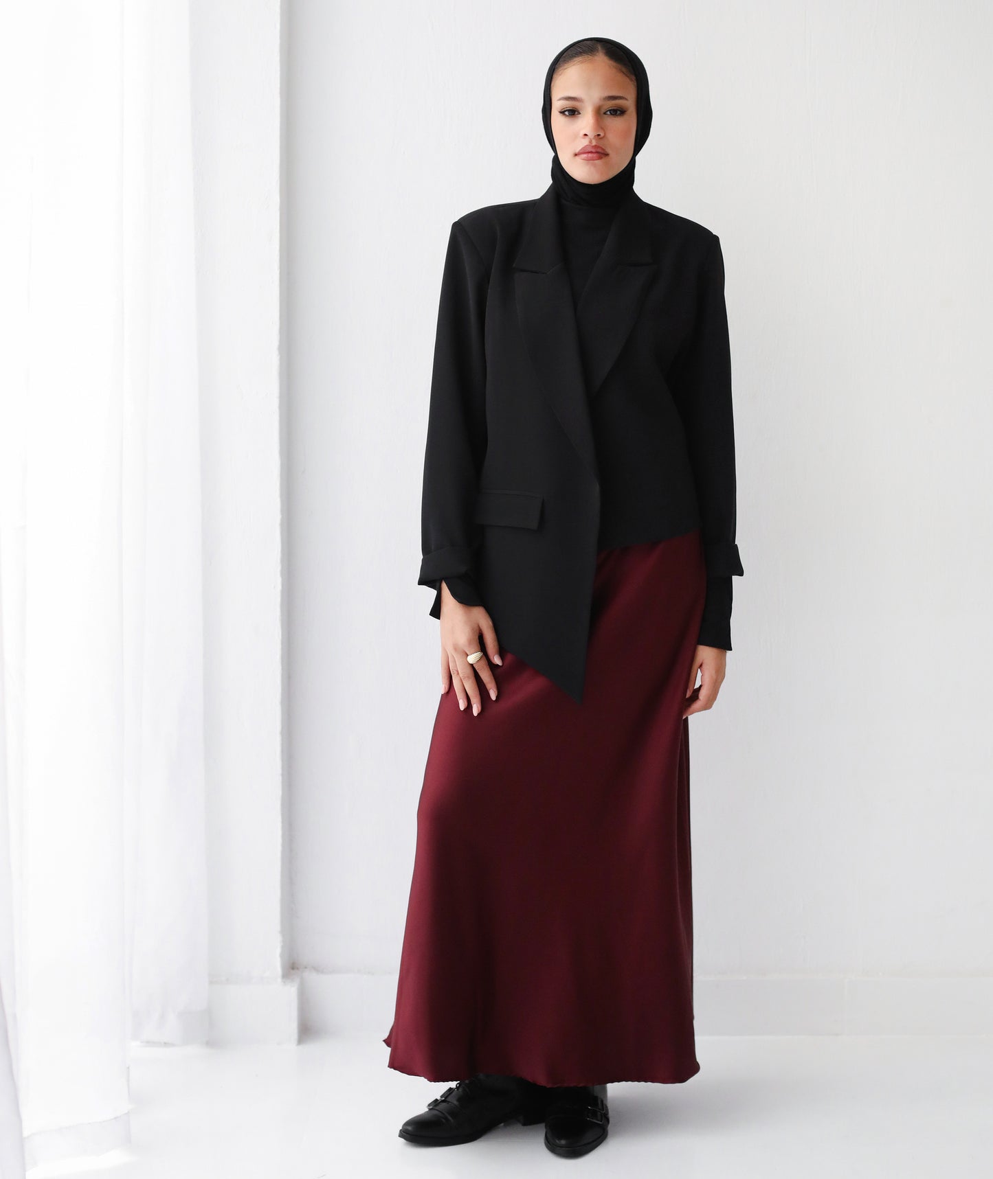 Satin Skirt - Burgandy