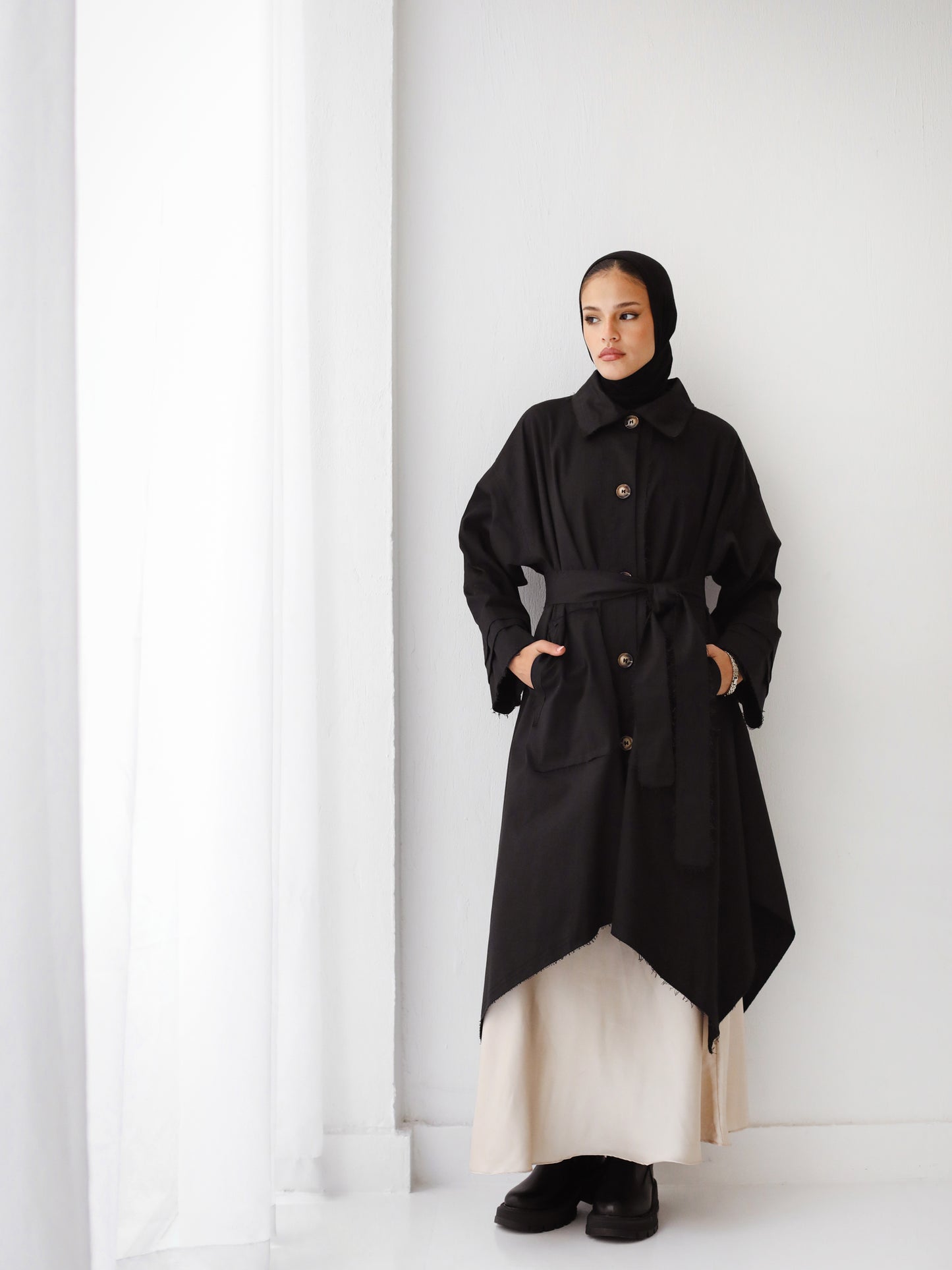 Asymmetrical Coat - Black