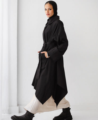 Asymmetrical Coat - Black