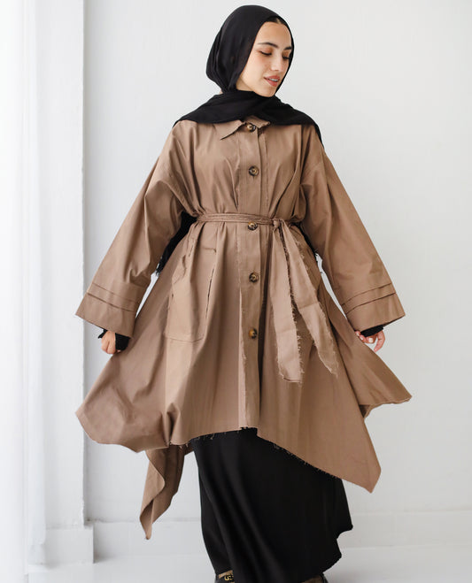 Asymmetrical Coat - Coffee