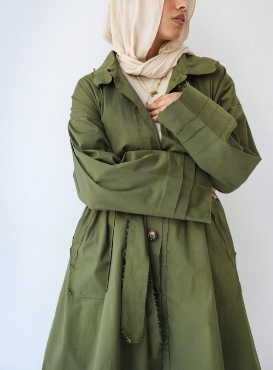 Asymmetrical Coat - Olive