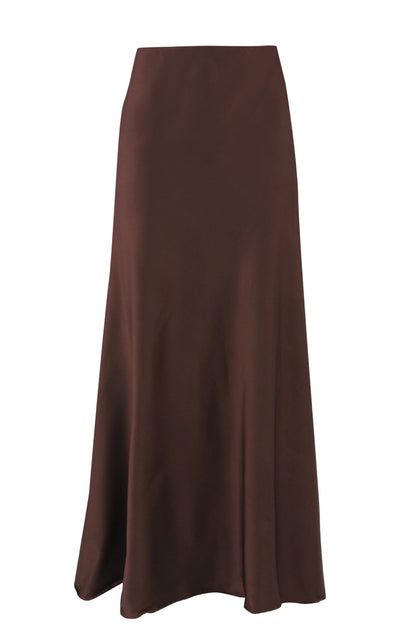 Satin  Skirt - Brown