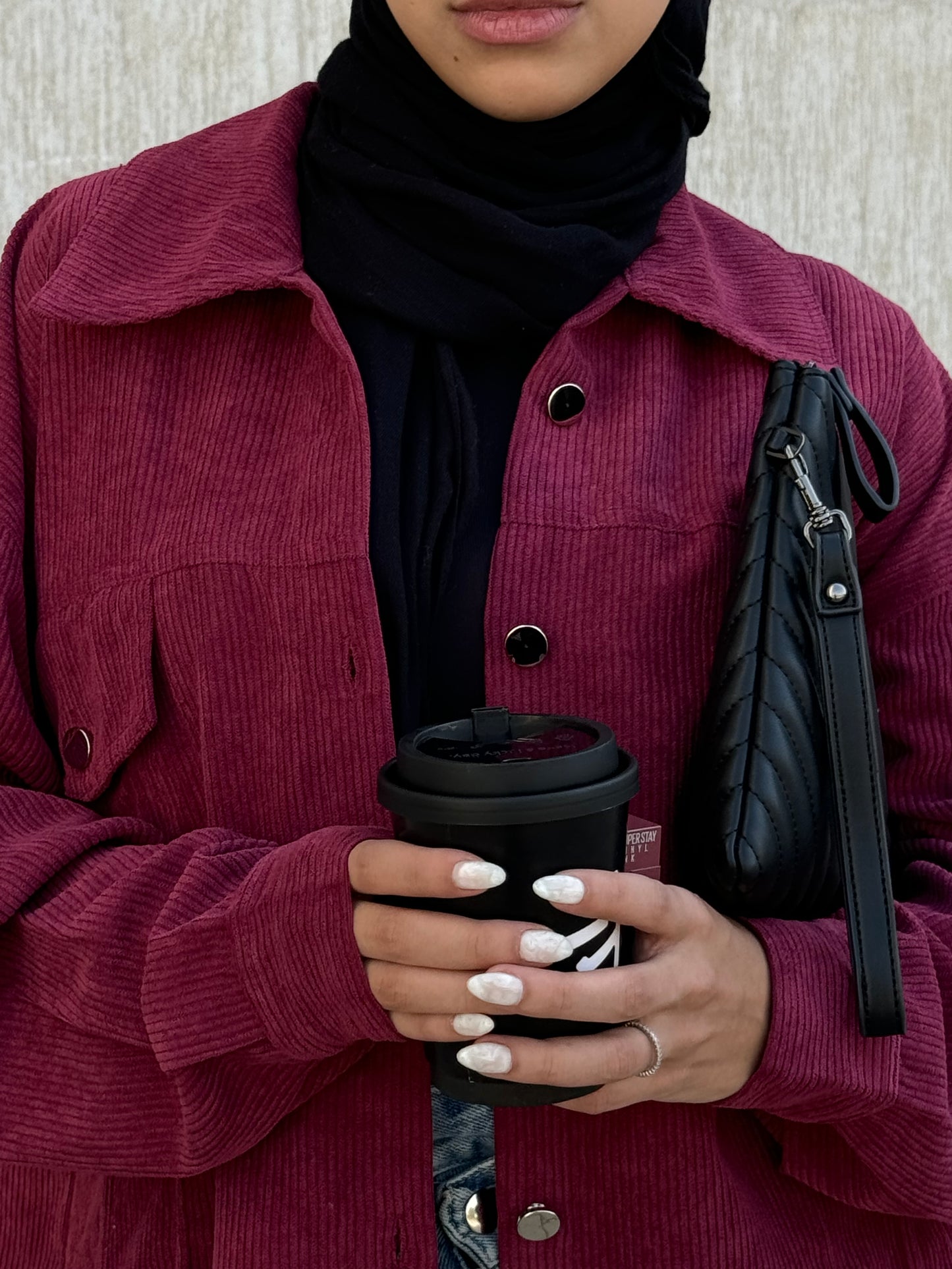 Corduroy Oversized Shirt - Burgundy