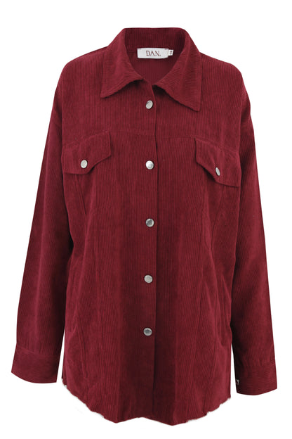 Corduroy Oversized Shirt - Burgundy