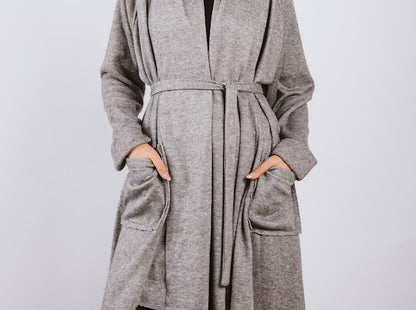 Wool waterfall cardigan -grey