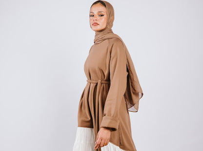 Contrast dress - caramel