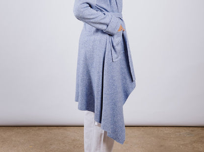 Woolen waterfall cardigan - babyblue