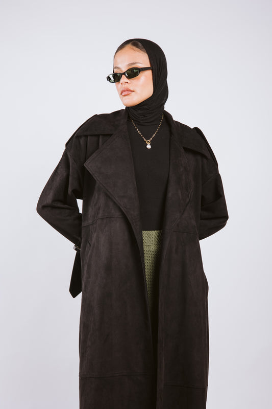 Suede coat- black