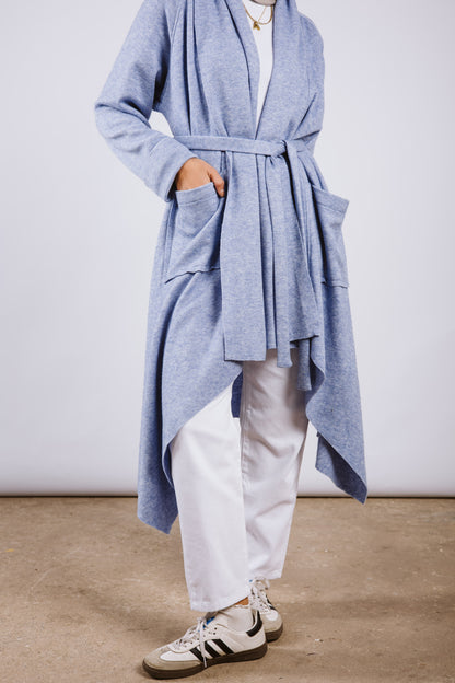 Woolen waterfall cardigan - babyblue