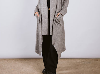 Wool waterfall cardigan -grey