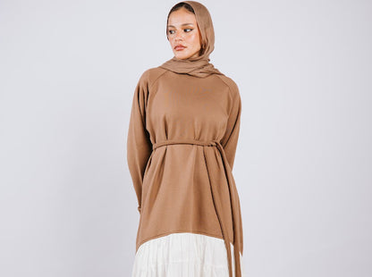 Contrast dress - caramel