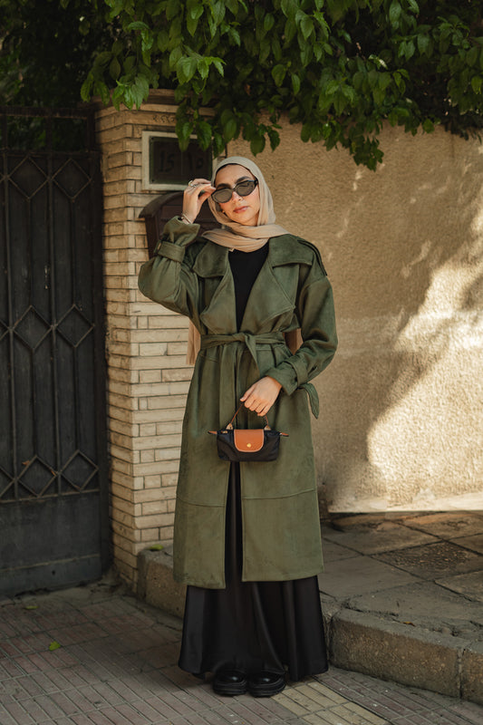 The Suede Coat - Olive